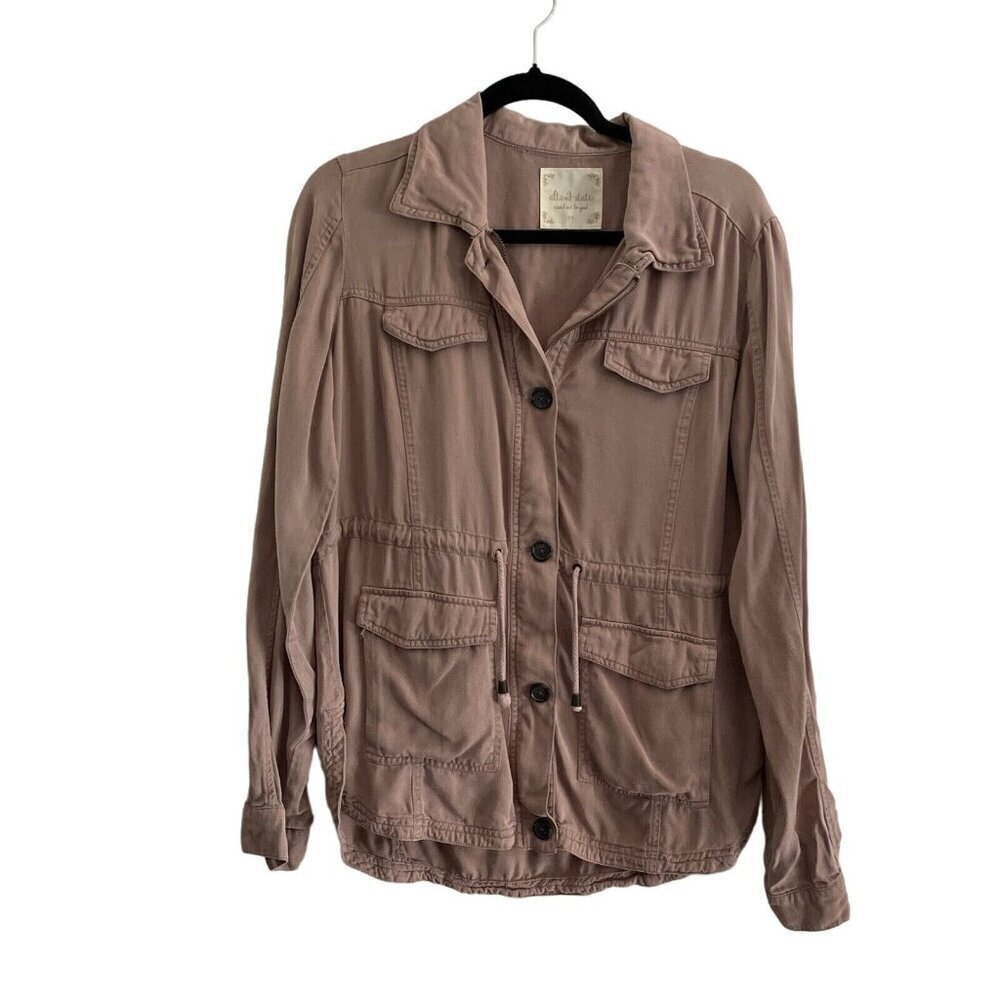 Altar’d State Wmn M Mauve Drawstring Waist Button/Zip Lightweight Utility Jacket